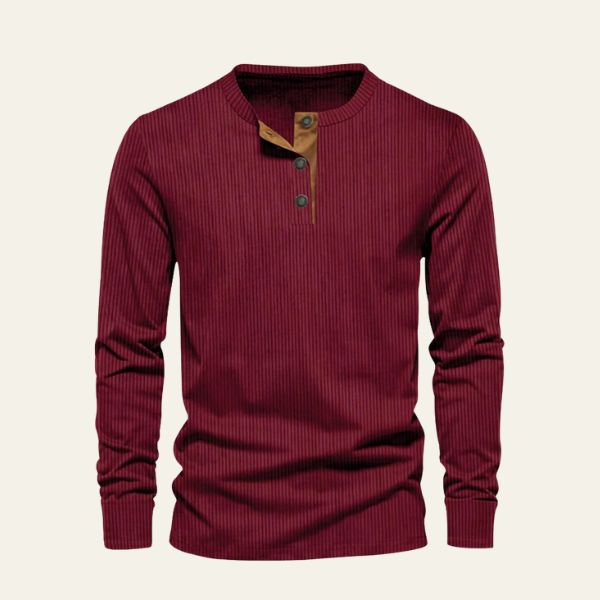Men’s Corduroy Henley Shirt | Long Sleeve Knit