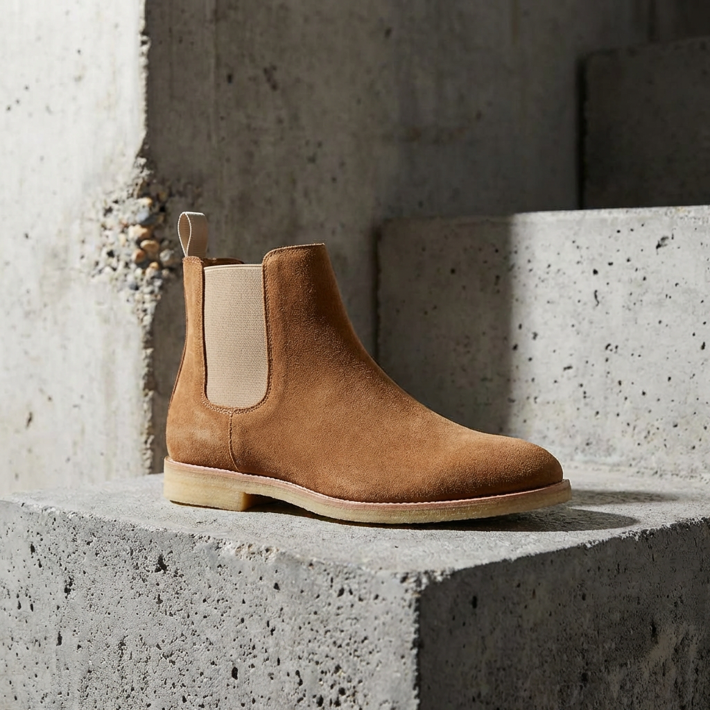 MEN’S BOOTS | CHELSEA | VEGAN SUEDE | BLACK SLIP-ON