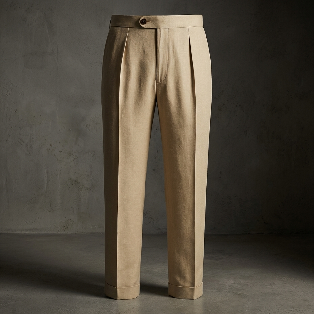 MEN’S PLEATED TROUSERS | LINEN BLEND | CLASSIC STRAIGHT LEG
