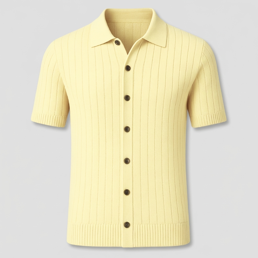 Men’s Ribbed Knit Polo | Short Sleeve