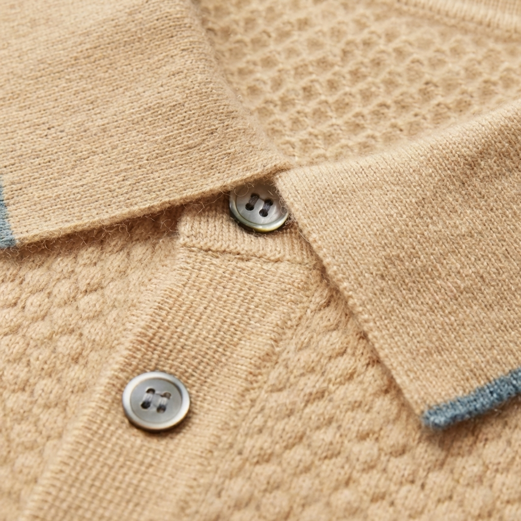MEN’S POLO | TWO-TONE | MERINO WOOL CASHMERE | SHORT SLEEVE